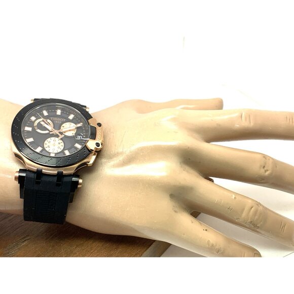 Tissot Mens Watch T-Race Chronograph Swiss Quartz Rose Gold Black T1154173705100 - Picture 5 of 15